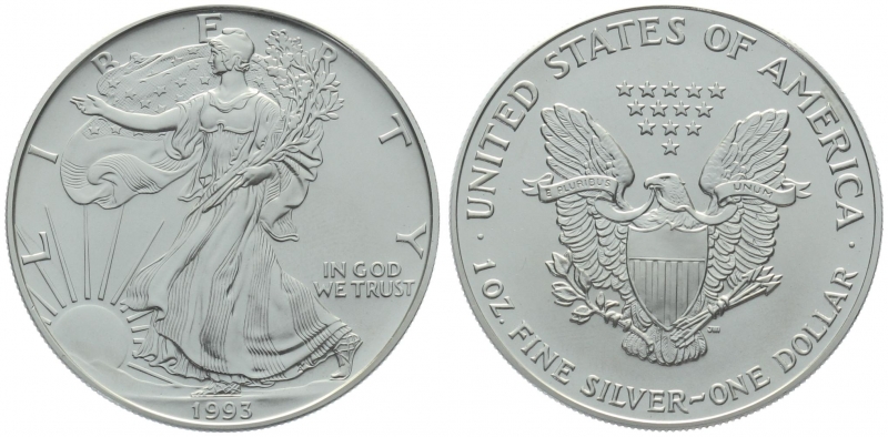 USA 1 Dollar 1993 Silver Eagle - 1 Unze Feinsilber